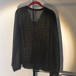 Black and gold long sleeve blouse